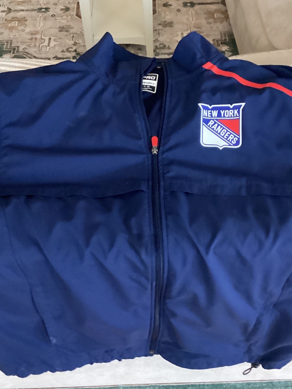 Fanatics Navy and White Authentic Pro Jacket ny rangers